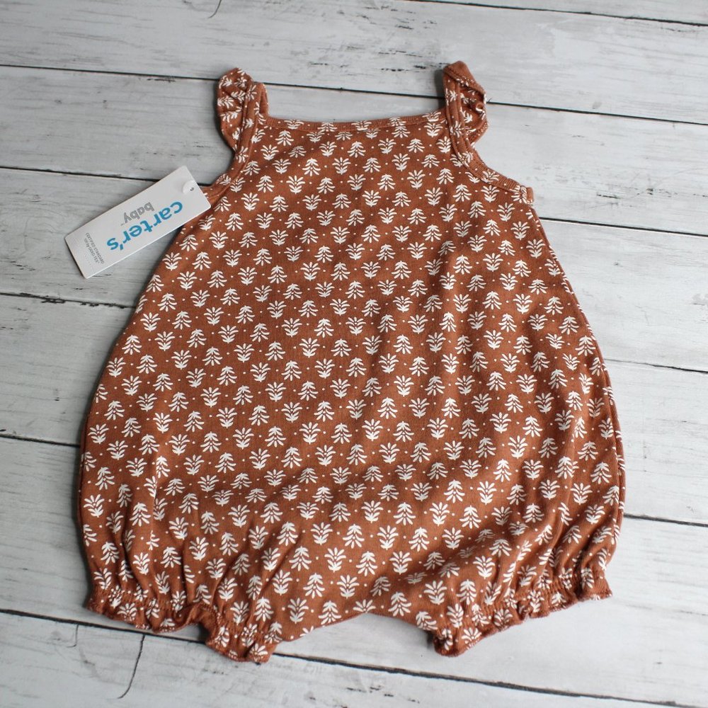 Carter's Baby Girl's Bubble Romper Summer Outfit Size 3 Months Brown - Picture 6 of 6
